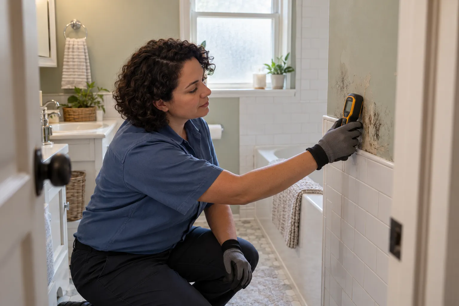 Mold remediation provider inspecting a home in Woodbury